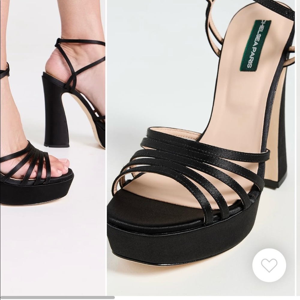 Chelsea Paris Black satin straps heel sz 38